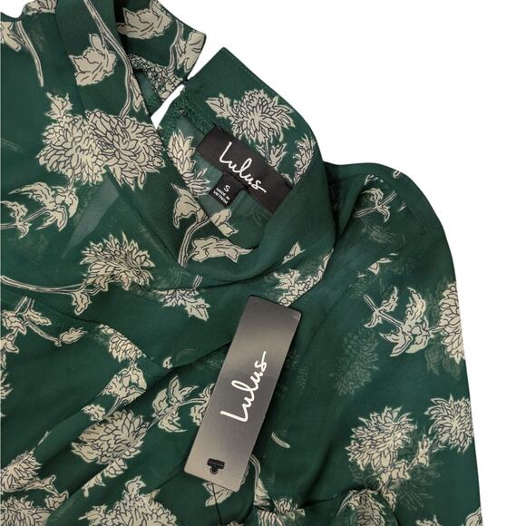 Lulu's Floral Dressed Up Dark Green Floral Print Midi Dress - Picture 4 of 8
